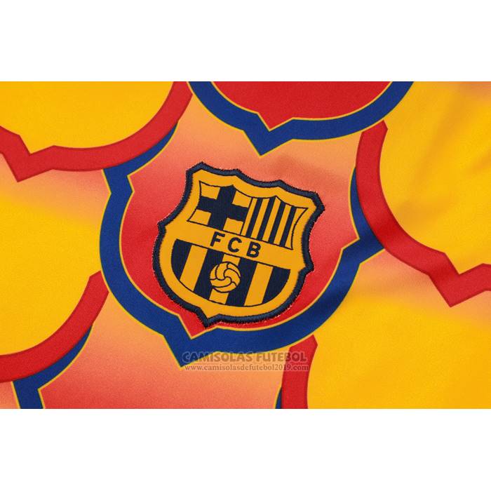 Fato de Treino Barcelona Manga Curta 2024-2025 Amarelo - Calcas Curta